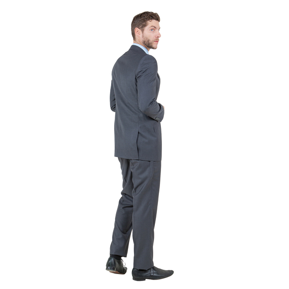 Modern Fit 3pc Wool Mens Suit Set by ZeGarie, Dark Grey - Picture 6 of 6